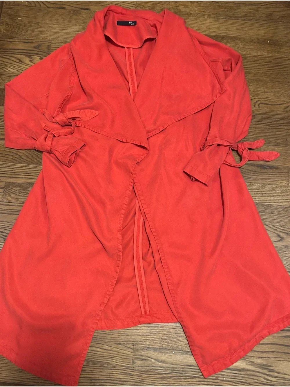 Max Jeans Coral-Red Draped Open Front Blazer 0161
